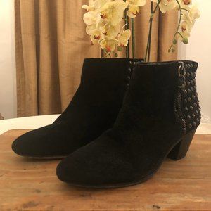 ASH Nevada Calf Suede Black Studded Ankle Boot